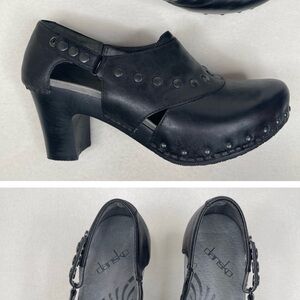 Dansko “Ryder” Black Studded Leather Clog Heels